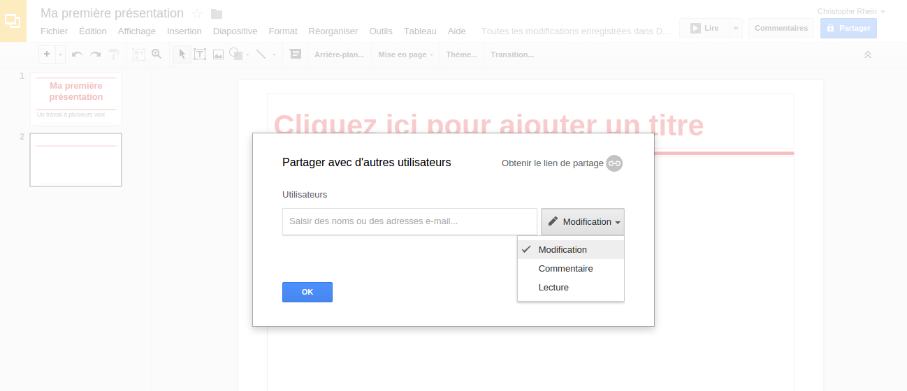 Google Slides Utiliser les outils Google